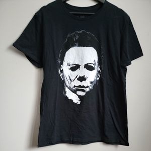 Halloween II Michael Myers Large Face Size Large Black Short Sleeve Horror Shirt
